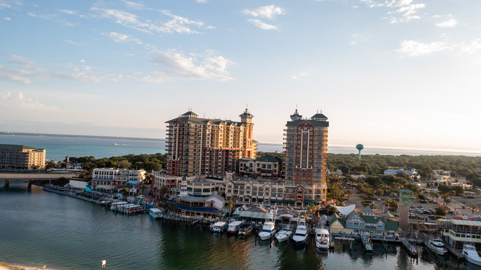 Destin harborfront marina aerial